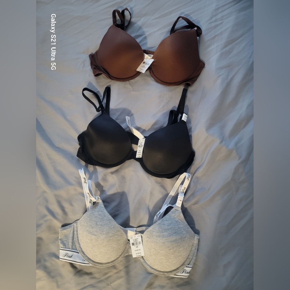 *SOLD* Victoria's Secret Pink Collection bras - Black, Brown, Gray